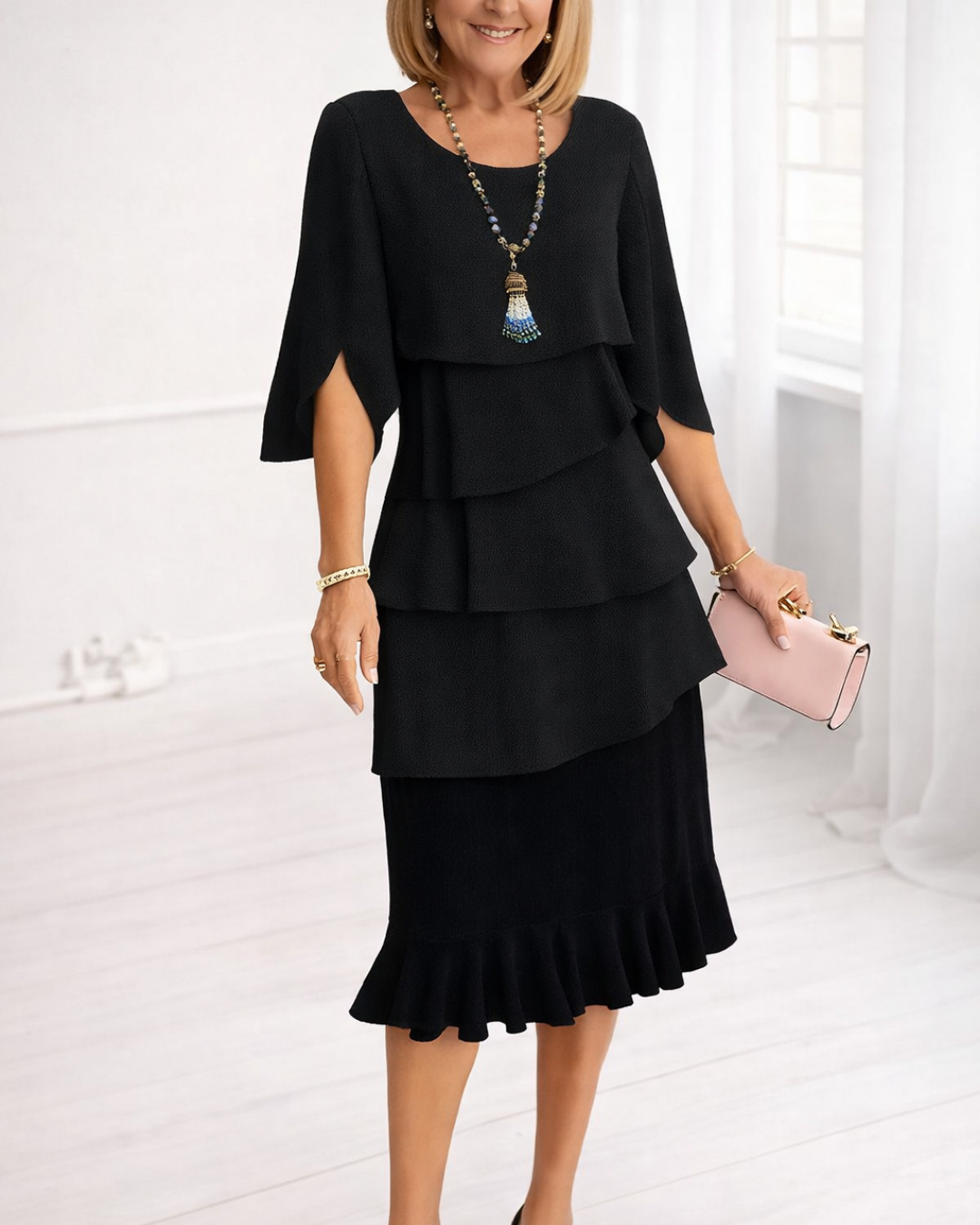IRIS | RUFFLE MIDI DRESS