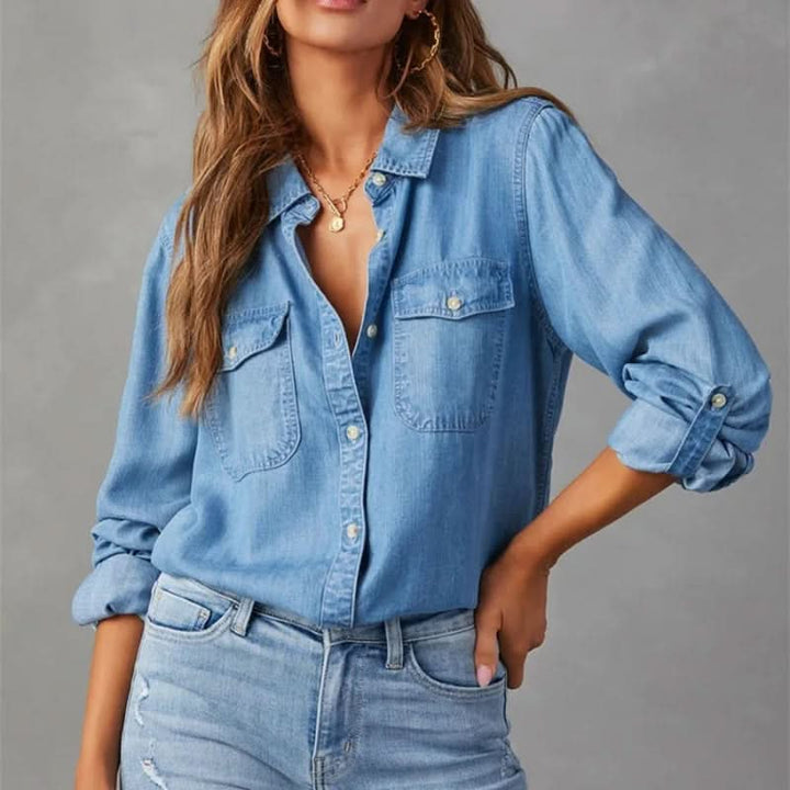 CELESTE | BUTTON DENIM TOP