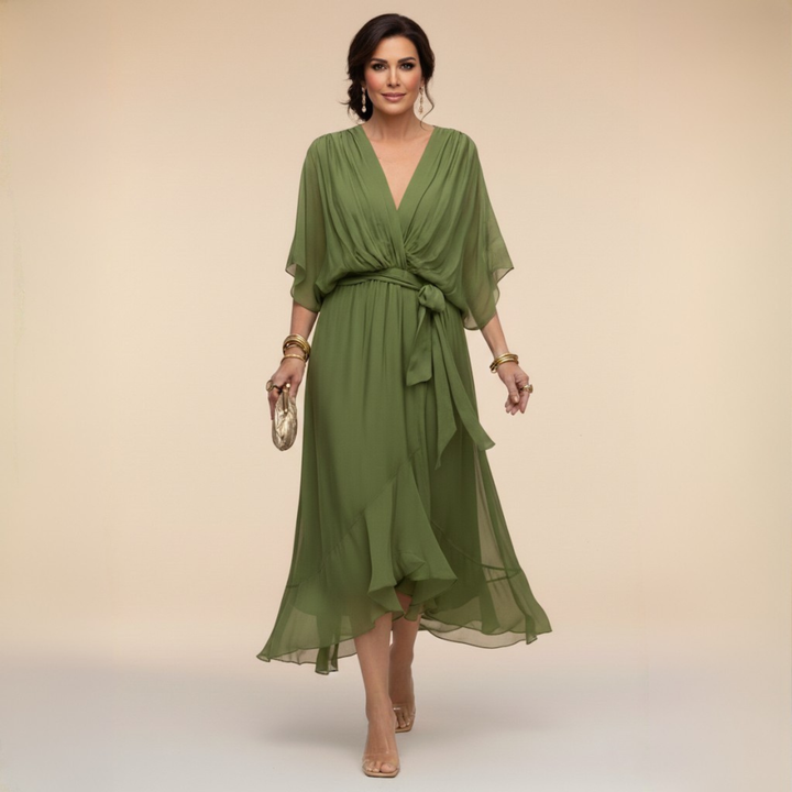ELENA | FLOWING V-NECK DRESS