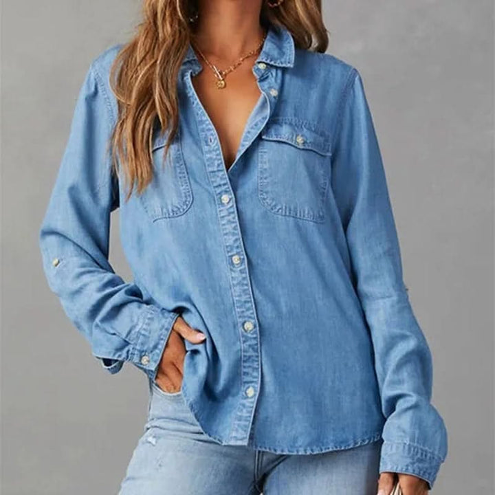 CELESTE | BUTTON DENIM TOP