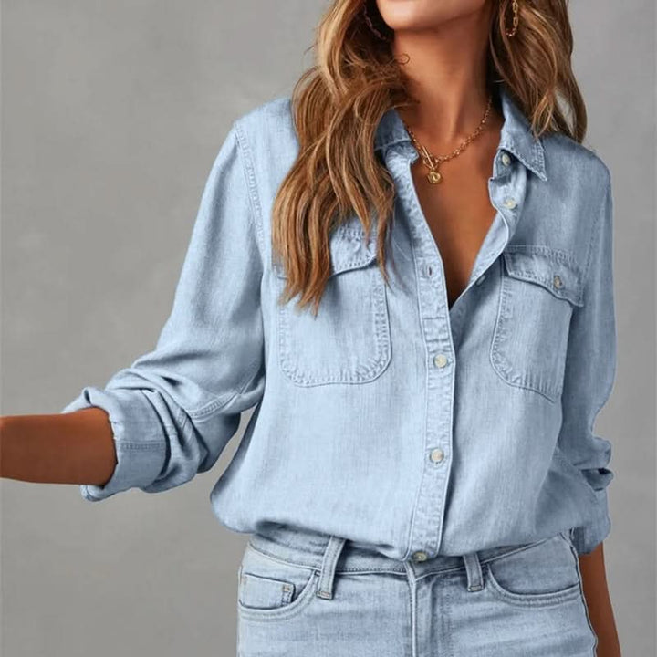 CELESTE | BUTTON DENIM TOP