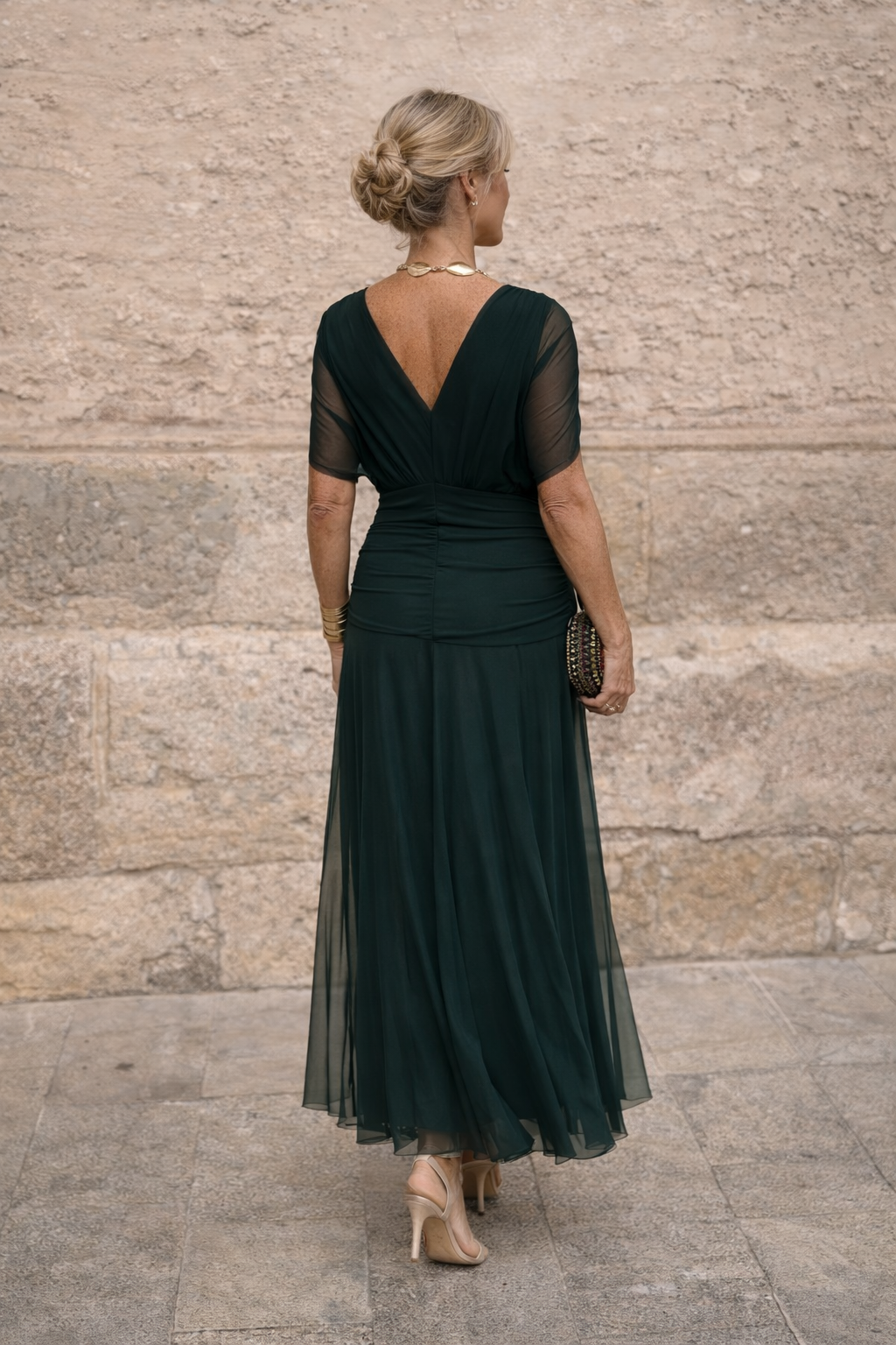 GRACEFUL V-NECK PARTY DRESS