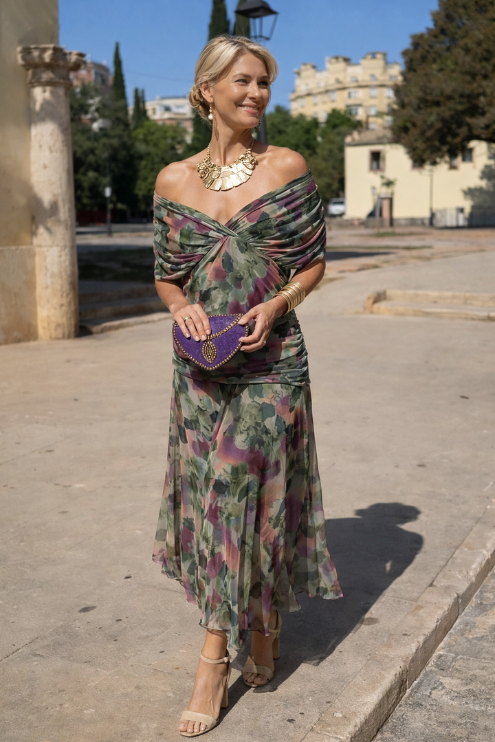 GRACEFUL V-NECK PARTY DRESS