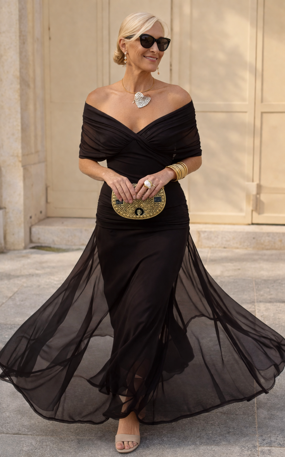GRACEFUL V-NECK PARTY DRESS