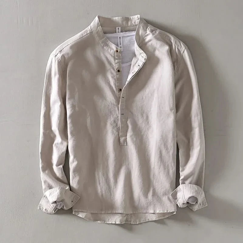 CALLUM | LINEN MANDARIN SHIRT