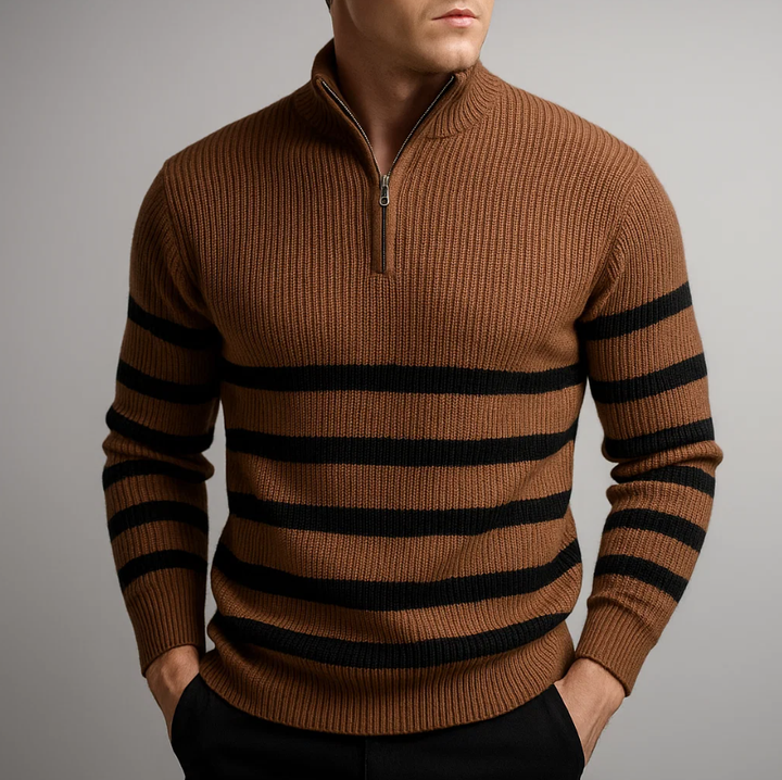 BLACKWELL | STRIPE ZIP SWEATER
